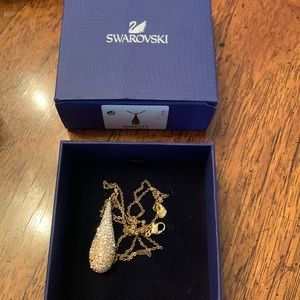 SWAROVSKI Abstract Tear Drop Pendant Gold